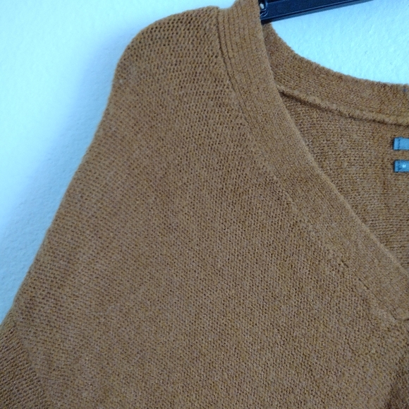 Anthropologie fringe wool alpaca blend sweater Maize orange brown size medium - Picture 7 of 12